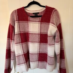 Super Soft Red and White Plaid Sweater